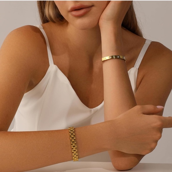 Anthropologie Gold Crystal Bracelet Duo Set - Picture 2 of 7